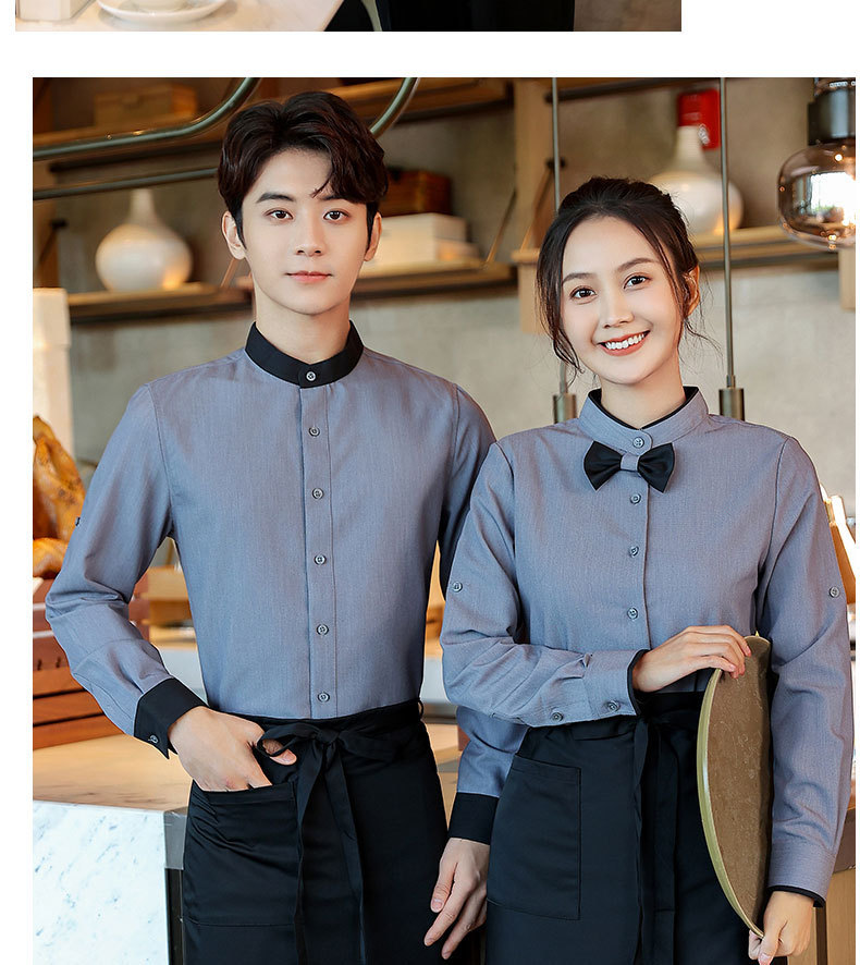 快餐店服务员工作服长袖西餐厅咖啡店牛排店汉堡蛋糕店员工衬衣女