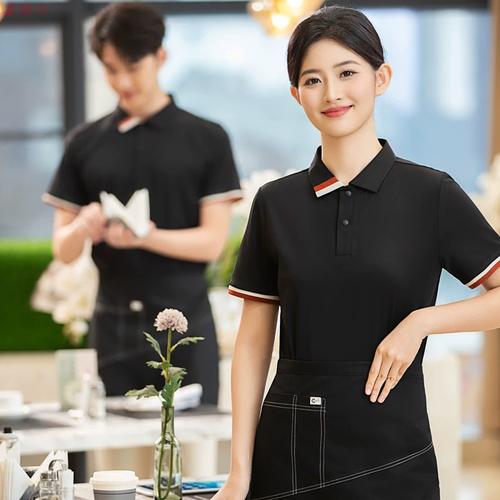 西餐厅牛排烤肉店夏季工作服餐饮快餐店饭店大排档服务员短袖工衣